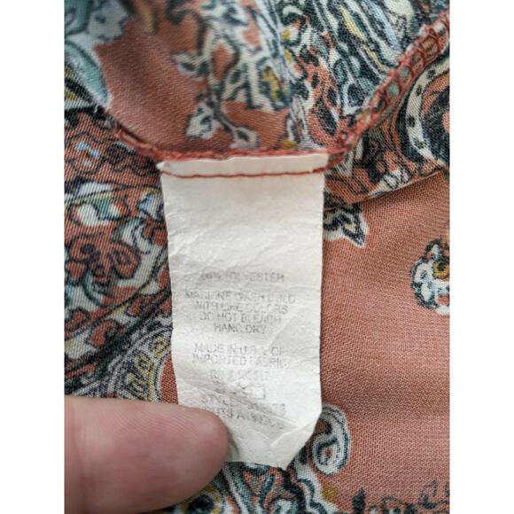 Soprano Off Shoulder Tunic Dress Small Rust Paisley Bohemian Mini Tie Sleeve Fun - Picture 5 of 10